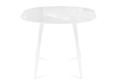 Стол стеклянный Абилин 100(140)х76 ультра белое стекло / белый / белый матовый фото, изображение