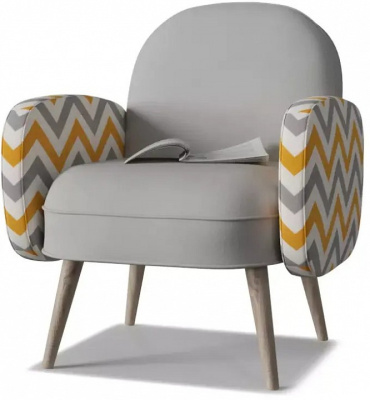 Кресло Бержер серый, цветной зиг-заг фото, изображение
