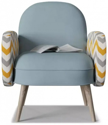 Кресло Бержер голубой, цветной зиг-заг фото, изображение