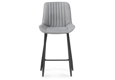Барный стул Седа велюр светло-серый / черный фото, изображение