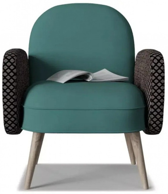 Кресло Бержер зеленый, коричневый фото, изображение