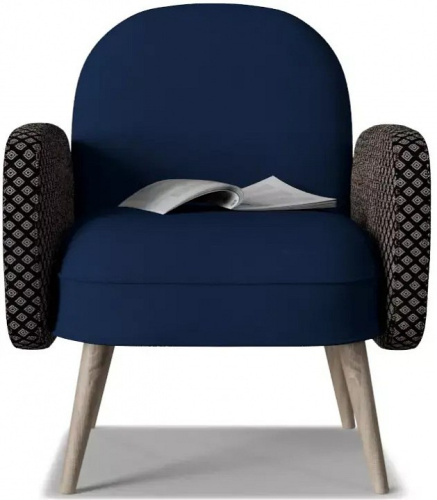 Кресло Бержер коричневый, синий фото, изображение
