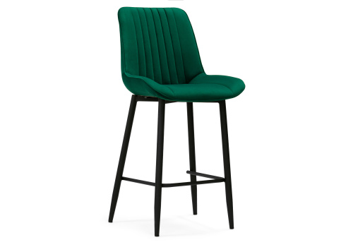 Барный стул Седа велюр зеленый / черный фото, изображение