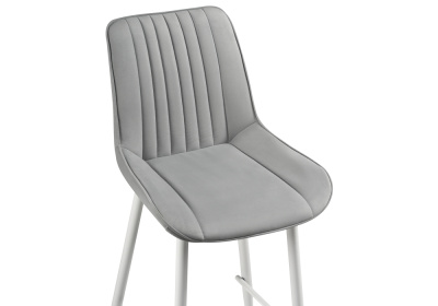 Барный стул Седа велюр светло-серый / белый фото, изображение