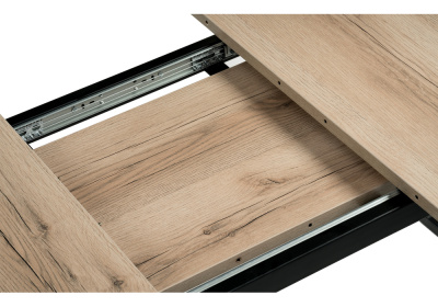 Стол деревянный раскладной Лота Лофт 120 25 мм черный матовый / дуб делано светлый фото, изображение №5