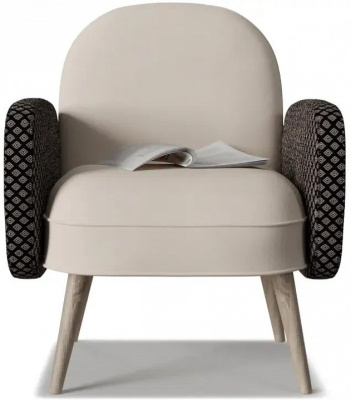 Кресло Бержер бежевый, коричневый фото, изображение