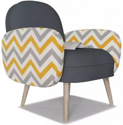 Кресло Бержер серый, цветной зиг-заг фото, изображение