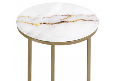 Журнальный стол Иберис круглый белый / золото фото, изображение
