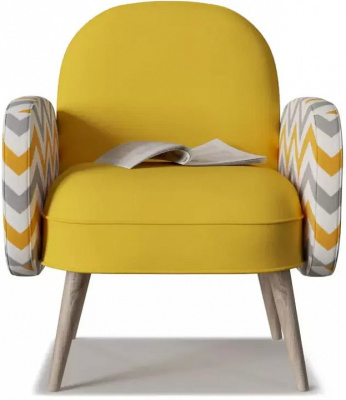 Кресло Бержер желтый, цветной зиг-заг фото, изображение
