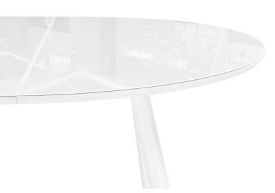Стол стеклянный Абилин 100(140)х76 ультра белое стекло / белый / белый матовый фото, изображение