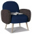 Кресло Бержер коричневый, синий фото, изображение